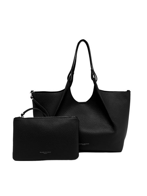 Borsa da donna in pelle martellata, a mano/spalla, colore nero/castoro GIANNI CHIARINI | 9720RNGDBL12565